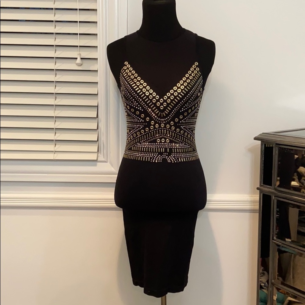 skin tight bebe black dress